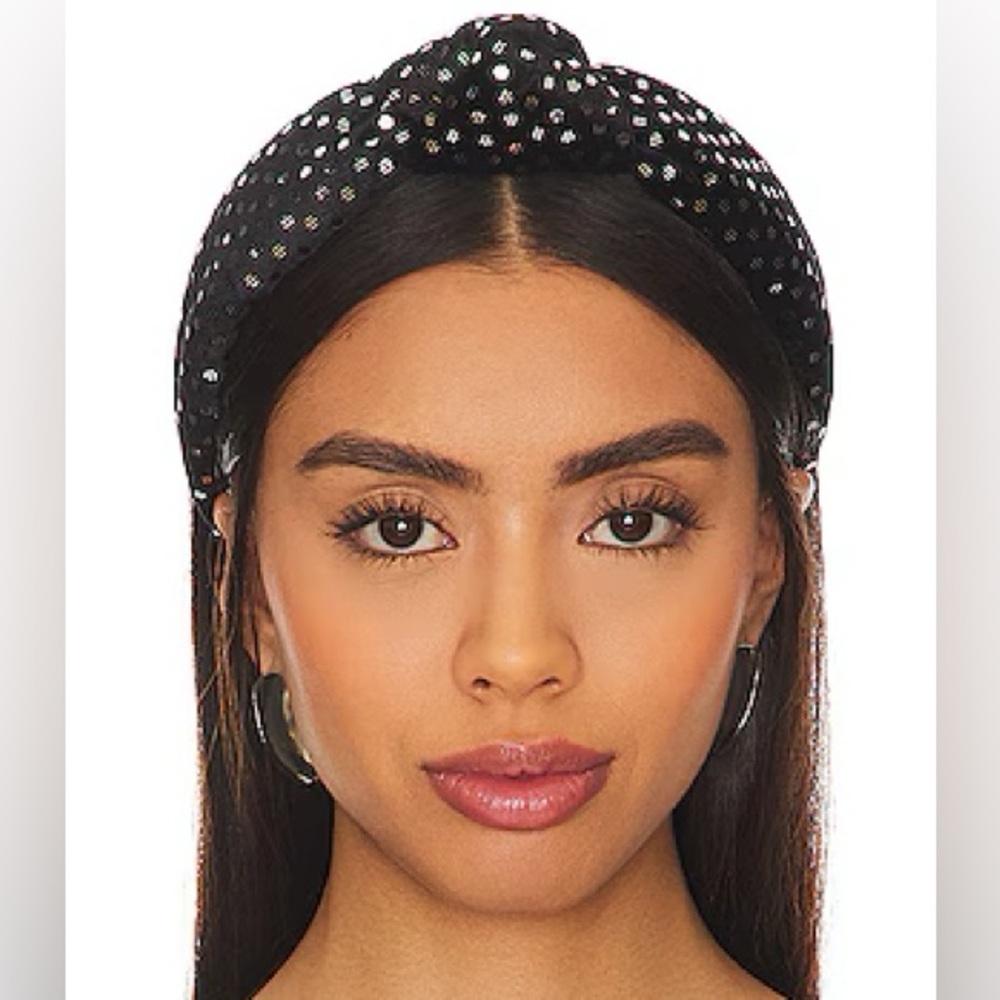 Lele Sadoughi Black Knot Headband with Gold Studs